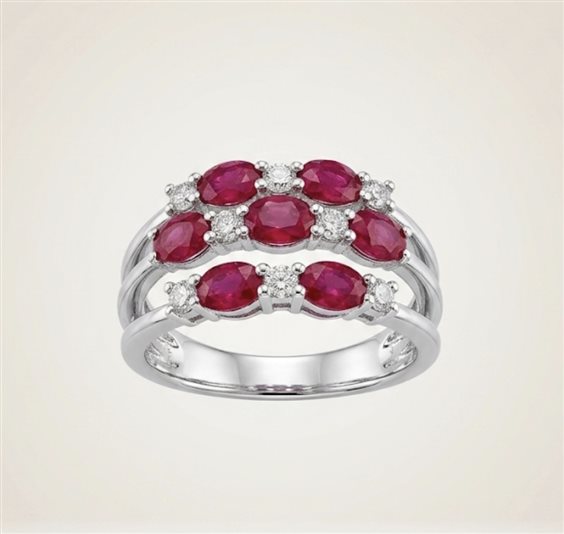 Anillo Medea Mujer Fantasia in Oro blanco Rubini+Diamanti 1.30 Ct EST 4040 - EST 4040